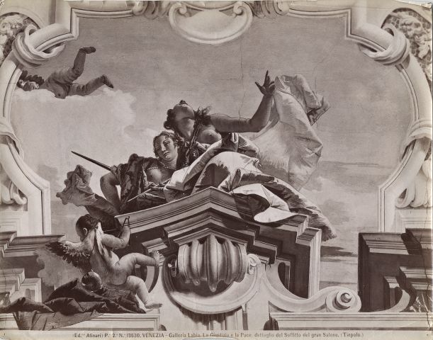Alinari, Fratelli — Venezia - Galleria Labia. La Giustizia e la Pace, dettaglio del Soffitto del gran Salone. (Tiepolo.) — insieme